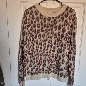 a new day Animal Print Sweater - Tan and Brown